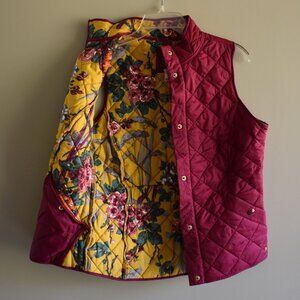 Joules Pink Quilted Vest with Floral Inside